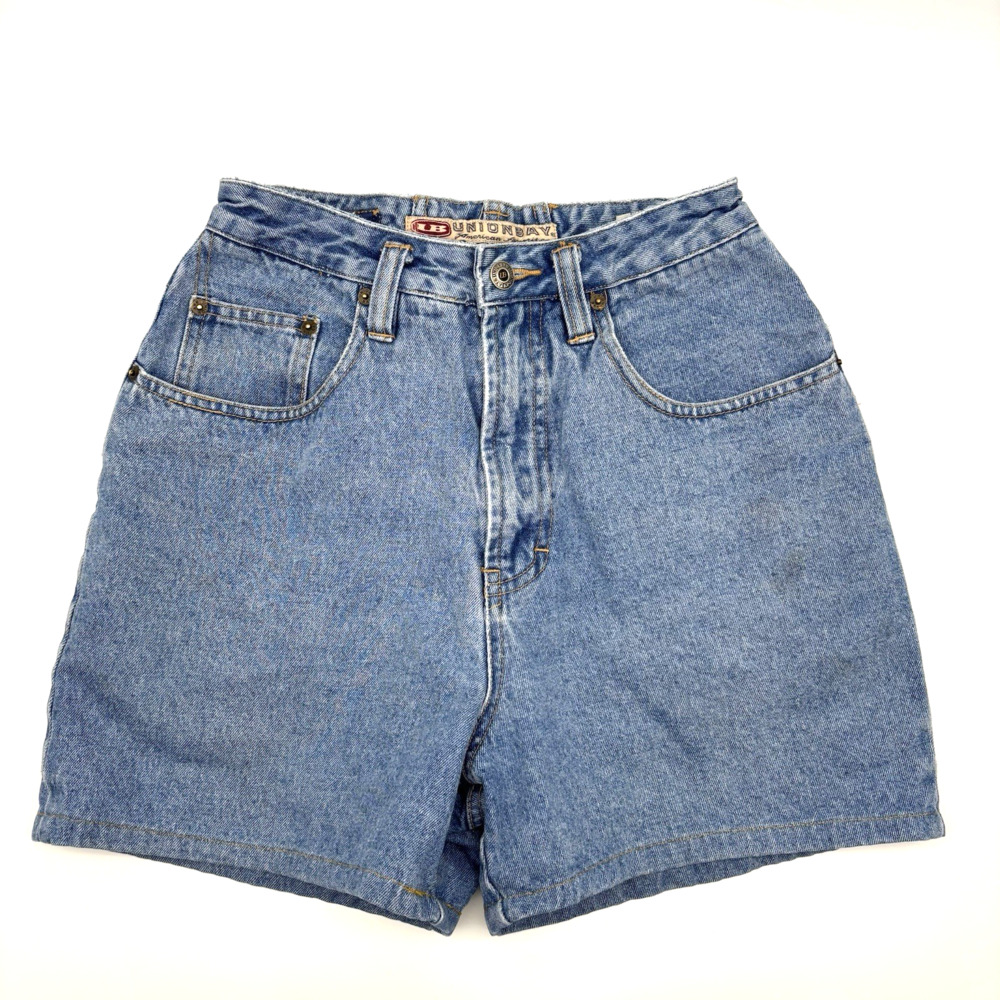 Vintage 90s UnionBay Med/Light Wash High Rise Denim Mom Shorts Jr 9 25x4"